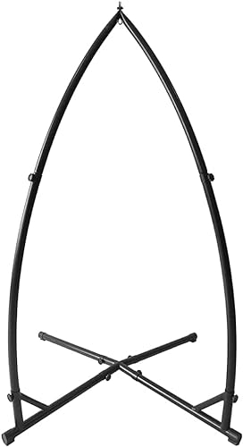 Halterung für Hängematte, Garten, Camping, mit Rädern und Tragetasche, 360° drehbar, mit rutschfester Matte, innen und außen gebogen, 214 x 113 x 110 cm (Hängesessel nicht im Lieferumfang enthalten)