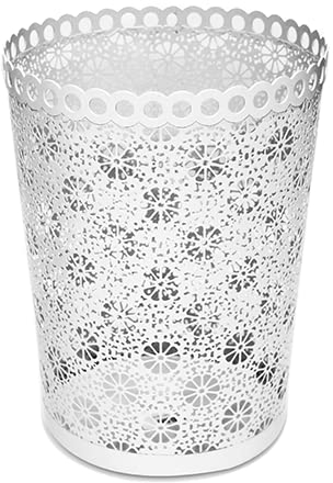 ARA CHOICE Colorful Paper Waste Bin Rubbish Basket Bedroom Office Home Metal Mesh Dustbin Disposal Easy to Use with Attractive Colorful Looks (White)