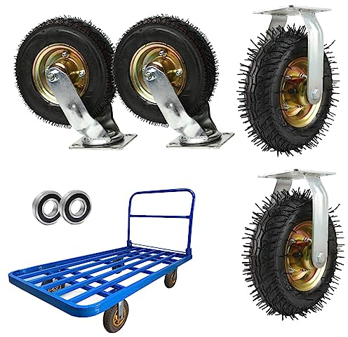 WORDFUN Schwerindustrierollen, Luftreifen Gummi Lenkrolle, Möbelrollen, Transportrollen, 200 Kg Tragkraft, Durchmesser 200mm 250mm, Bockrolle, Geräuscharmen Rollen, Mit Schrauben