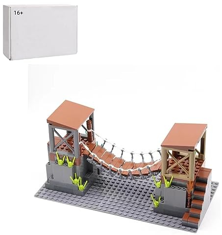 Militär Szene Baustein Set, WW2 Militär Szenen Waffen Bausteine, DIY Militärische Hängebrücke Architektur, Militärische Position Verteidigung Waffen Bausatz (C)