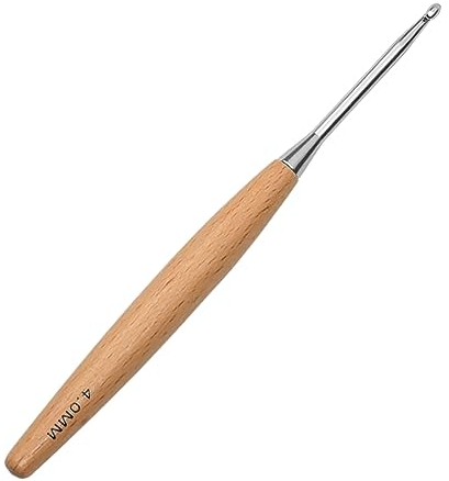 Coopay Häkelnadel 4,0 mm, Häkelnadeln mit Buchenholzgriff und Glatte Hakenkopf, Ergonomische Häkelnadel, Leichte Häkelnadel für Arthitische Hände, Handwarme Lang Häkelnadeln 4,0mm