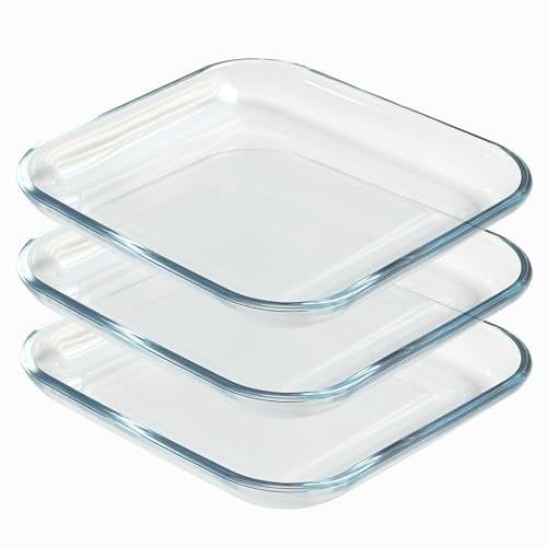 VIPHIEC 7 Inch Square Tempered Glass Dessert Plates, Small Mini Appetizer, Fruit, Salad and Cake Plates