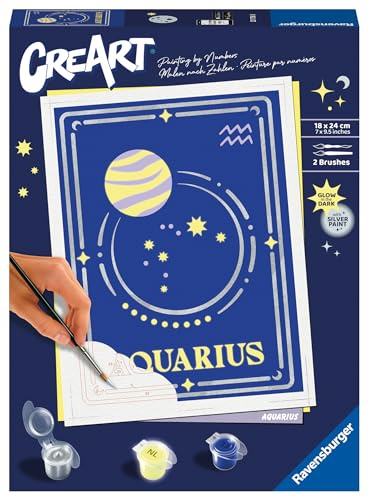 Ravensburger CreArt 23738 - Wassermann - Sternzeichen Malen nach Zahlen Erwachsene, DIY Malset mit Pinsel und Acrylfarben, Geschenk für Frauen und Männer, Malen für Erwachsene