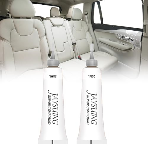 Leder Reparatur Set,Lederreparatur Creme,Leder-Restaurator,Leder Autositze,Sofas,Lederbekleidung,Ledertaschen,Gürtel,Reisetaschen Usw Kratzer,Löcher,Verschleiß Kunstleder Reparatur,20ml*2(weiß)