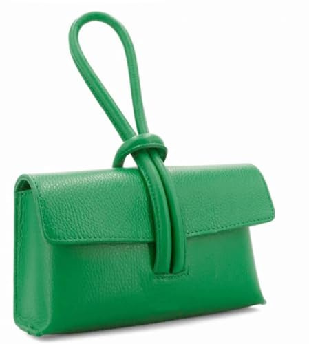LeahWard Women's Leather Clutch Bag With Loop Handle (Grass Green)