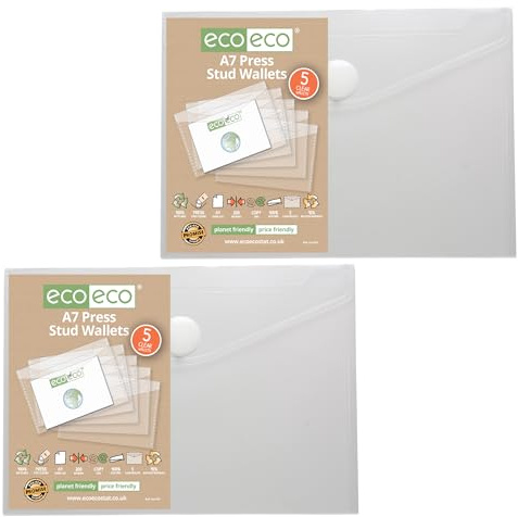 eco-eco Sichthülle mit Druckknopf, A7, 95% recycelt, transparent, Kunststoff, 10 Stück, eco154x2
