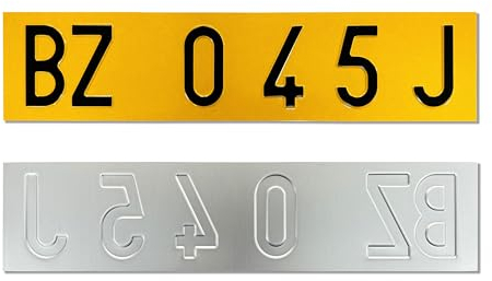 Das echte geprägte Nummernschild (mit gestanzten Zeichen) Repeater aus Aluminium Reflektor Gelb für Fendt landwirtschaftliche Anhänger