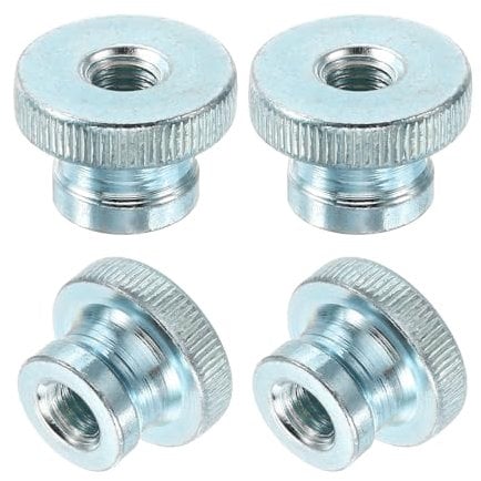 sourcing map Knurled Thumb Nuts, 4Pcs M8 Carbon Steel Nut High Head Through Hole, Light Blue