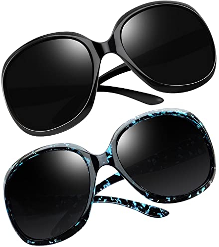 Joopin XL Moderne Sonnenbrille Damen Polarisiert Übergroße Sonnenbrille Klassische Vintage Retro UV400 Mode für Fahren und Reisen (Schwarz und Blauer Leopard)