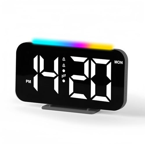 Sveglia Digitale da Comodino a LED con Luce Notturna Snooze, Doppio Allarme Orologio da Tavolo Elettronico, USB Alimentato Sveglia Elettrica, 12/24 Ore LED Sveglie Digitali per Casa Ufficio (Nero)