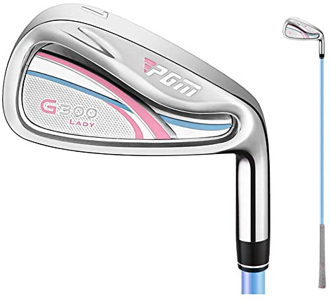 Lady's Golf Club Iron #7 - Carbon/Steel Shaft Women's Golf Iron, with A Stylish Golf Headcover (with Carbon Shaft(Blue))