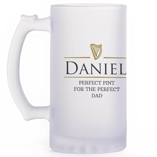 Wanapix | Opaque Beer Mugs | Personalise with Name | Frosted Glass | 500 ml | Dishwasher Safe | Beer