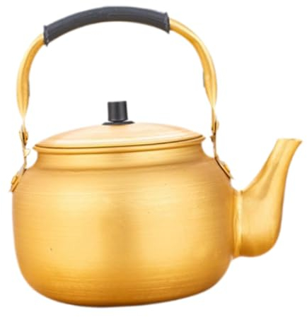 JISADER Gelber Aluminium-Wasserkocher, koreanischer Weintopf, Wasserkocher für den Herd, Teekessel für Picknick, 1L