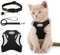 Muecleao Katzengeschirr Verstellbar Mit Leine, Softgeschirr Ausbruchsicher, Katzenweste (Schwarz, XS)