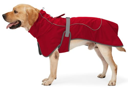 HEYWEAN Hundejacke Wasserdichter Hundemantel Reflektierende Jacke für kaltes Wetter mit weichem Fleecefutter Warmer Mantel für Hund Indoor & Outdoor Camping Wandern