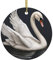 Runder Weihnachtsbaum Keramik Hängender weißer Schwan Weihnachtsbaumschmuck doppelseitig bedruckt Weihnachtsanhänger für Xmas Familie Party Urlaub Dekor