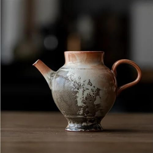 Service à thé vert chinois, service à thé, théière japonaise en rotin, bouilloire à thé, poterie cuite au feu de bois, service à thé et à café de voyage (10 x 5,3 cm, 210 ml) (10 x 5,3 cm, 210 ml