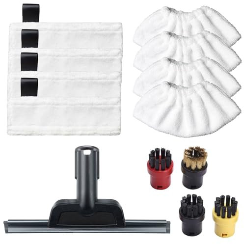 Lot de 13 serpillères de nettoyage en microfibre pour nettoyeur vapeur Karcher Easyfix SC2 SC3 SC4 SC5, 1 buse de grattoir à vapeur, 4 chiffons, 4 serpillères rondes
