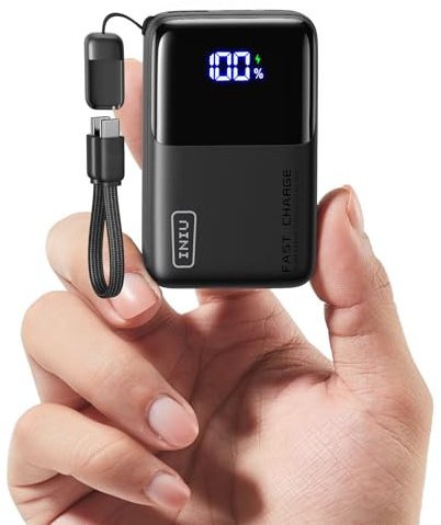 INIU Portable Charger, Ultra Mini 10000mAh 45W Fast Charging with Detachable Cable, Flight-Safe Travel USB C Power Bank External Phone Battery Pack for Xiaomi iPhone 17 16 Samsung S26 Google iPad etc