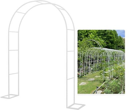 Pergola-Gartenlaube aus weißem Eisen, für Kletterpflanzen, Rankgitter und Torbogen für Rosen und Trauben (1,4 x 2,3 x 0,4 m)