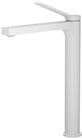 EMKE Robinet de Salle de Bain Blanc Mat, Mitigeur Lavabo en Laiton Massif, Cartouche Céramique, Installation Facile, Économiseur d’Eau, 335x233x46 mm