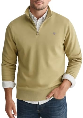 GANT REG Shield Half Zip Sweat, Woody Beige, L