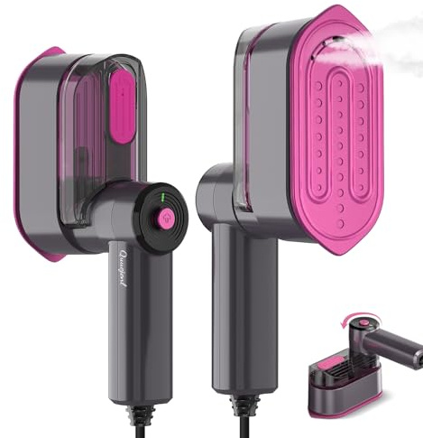 Travel Steamer for Clothes Small Iron - 1000W Portable Steamer & Mini Iron,10s Fast Heat, Handheld Mini Steamer with 8FT Cord, Foldable Handle, Travel, College Dorm & Home Essentials (Purple)