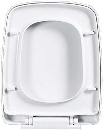 Brigtviee Trapezio Sedile WC con Chiusura Morbida A Sgancio Rapido, Tavoletta WC Coperchio Toilet Seat Bagno in Materiale Pp,Bianco Quadrato Rettangolare, Misura Standard,Cerniere Incluse,06B