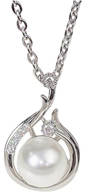 CYQDMDSM Halsketten Frauen Silber Heilung Strass Faux Perlen Barock Anhänger Infinity Halskette Schmuck Mit Geschenkbox