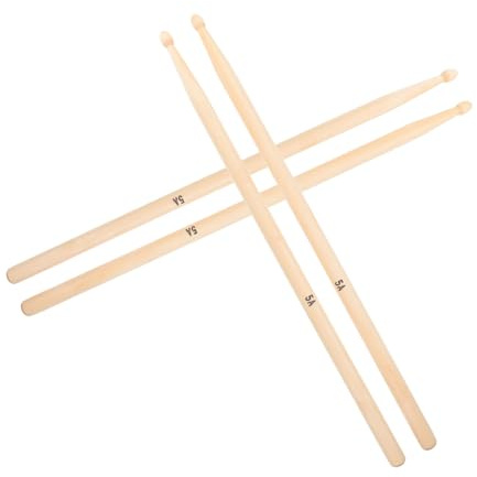 4 Stück 5a Trommelstöcke mit Holzspitze für Anfänger | Bühnen Drumsticks, Klassischer Stock für Kinder und Erwachsene, Ersetzt Drumsticks