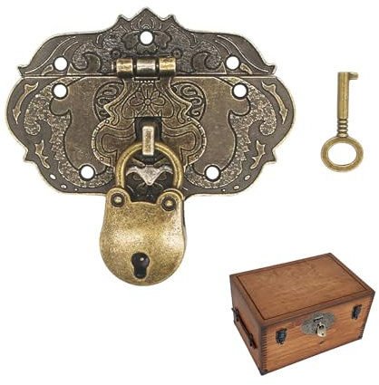 EUYKQNOI 1 pcs Loquet Serrure Vintage - Antique Moraillon Fermoirs en Fer Bronze Antique Verrous pour Décoratifs Cabinet Armoire Boîte à Bijoux pour Meubles, ferrures de Rideaux, serrures sur coffres