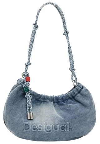 Desigual Umhängetasche Schultertasche Half Logo Denim Waverly Bag Denim Raw blaugrau