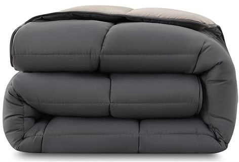 wometo Steppbett Bettdecke Wende-Design ca. 155x220 cm - grau & hellgrau - buntes Ganzjahres Steppbett (Sommer und Winter) I farbig und ohne extra Bezug verwendbar I Oeko-TEX geprüft