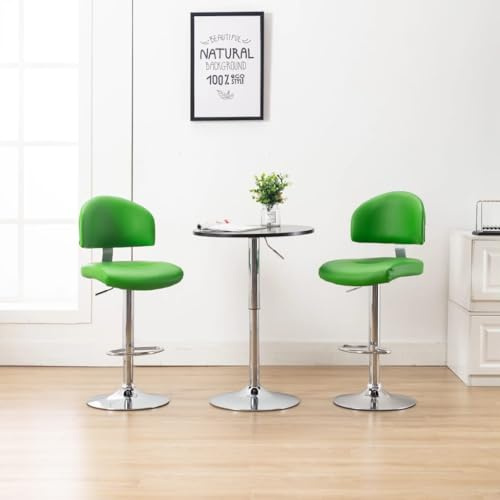 HETFTJN Barhocker 2er Set Grün Höhenverstellbar 98-119 cm Kunstleder Chromgestell 360° Drehbar mit Fußablage Moderner Küchenhocker auch für Outdoor & Schminktisch geeignet