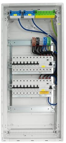 Doktorvolt Sicherungskasten Unterputz 4-reihig 48 Module – Verteilerkasten verdrahtet mit 14x MCB 2x RCCB VDE geprüft IP40 Hager Verteilerschrank 755x348x98 mm für Haus Werkstatt und Gewerbe