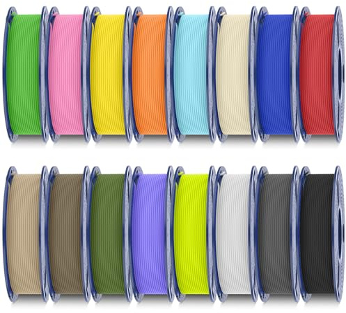 SUNLU Lot de 16 filaments PLA mats de 16 couleurs multicolores pour imprimante 3D, mini bobine, finition mate, emballés individuellement sous vide.
