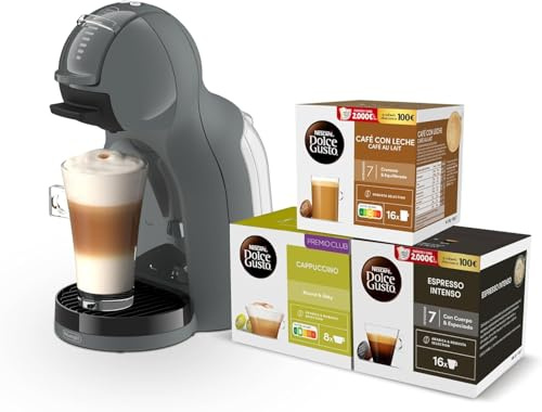 De’Longhi Nescafé Dolce Gusto Mini Me 2 – Cafetera de Cápsulas Automática, 15 Bar, Control LED, Bebidas Calientes y Frías, Diseño Compacto, Bundle 3 Packs de Cápsulas Intensas, Antracita (EDG335.A)