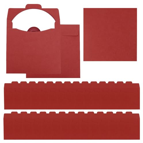 ONEBO 30 Hüllen CD/DVD Hüllen, CD Hüllen aus Papier, Rot Hüllen für CD Rohlinge, Schutz vor Staub Schmutz, Kraftpapier Sleeves Kuverts, CD Vintage Papierhüllen Schutzhüllen (12 * 12cm)