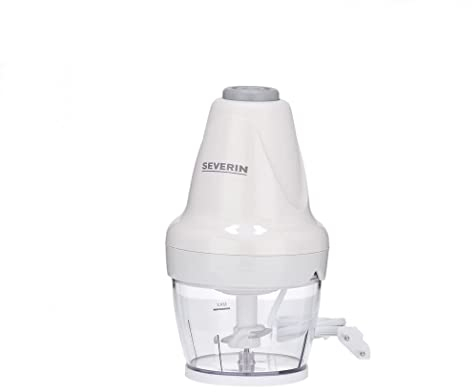 SEVERIN Hachoir électrique pour viande, herbes, légumes, noix, etc., Mini hachoir avec interrupteur à impulsions d’une capacité de 250 ml, Broyeur universel 260 W, blanc, UZ 3861