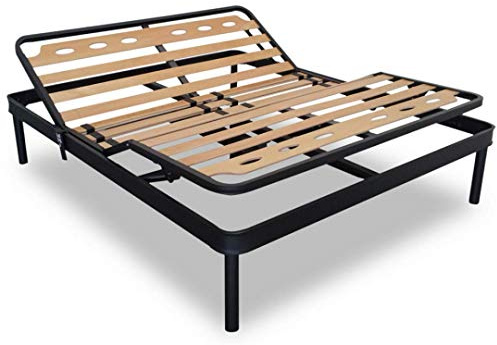 EVERGREENWEB Electric Single Bed Frame 80 x 190 cm Plus Size XXL Wooden Slats Reinforced Motorised Raised with Double Iron Frame + 4 Removable Legs, Recessed Base for Beds and Mattresses