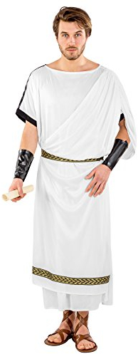 tectake dressforfun Herrenkostüm römische Toga | angenähte Schärpe | Bordüren im Brokat-Stil | inkl. Gürtel & Armstulpen mit Klettverschluss (S/M | Nr. 300398)