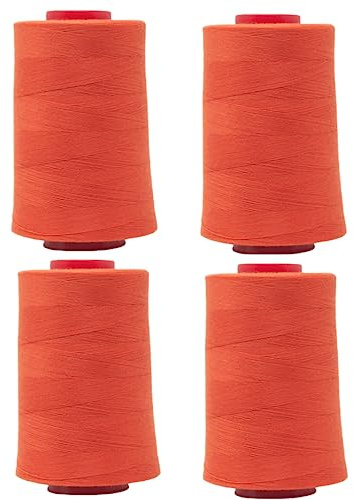 Overlock-Garn – Polyester – Nähgarn – 4 x 5000 Yard Spulen – wählen Sie aus großem Farbsortiment Fluoreszierendes Orange