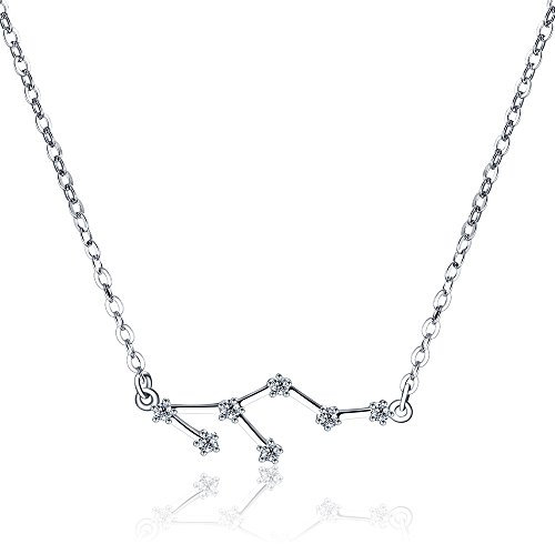 H.ZBRUJ Zodiac Leo Pendant 12 Horoscope Astrology Sign Necklace 925 Silver Constellation Jewelry Choker for Women Birthday Anniversary Thanksgiving Christmas