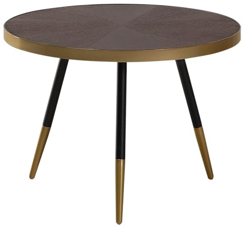 Beliani Retro Couchtisch runder Tischplatte aus MDF dunkle Esche/schwarz/Gold Ramona