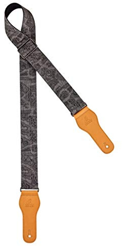 Ortega Guitars Gitarrengurt Länge Verstellbar - Akustik Gitarre / Bass, E-Gitarre, E-Bass - Spring Series – Baumwolle, Dunkel (OCS-300)