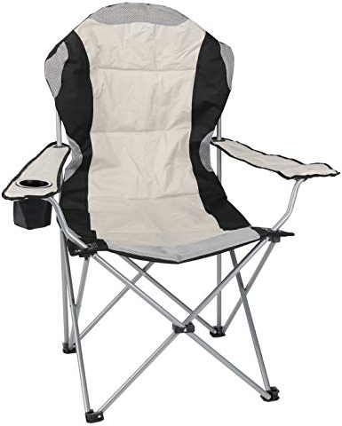 Spetebo Regiestuhl Deluxe bis 150 Kg belastbar - Farbe: beige - Campingstuhl extra breit, extra bequem, extra stabil - Angelstuhl Campingstuhl
