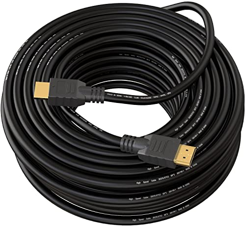 True HQ Cable HDMI de alta velocidad de 20 m con Ethernet ARC 3D | Diseñado en el Reino Unido | Full HD 1080P compatible con PS4 Xbox One Sky HD TV Laptop PC Monitor CCTV | Negro y chapado en oro
