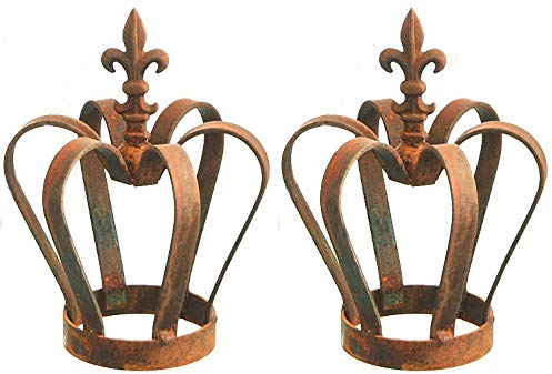 Novaliv Sparset 2X Dekokrone rost I 21x27 I Metallkrone Gartenkrone Dekokrone Gartenstecker rost Gartendeko Vintage