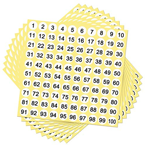 Zahlen Aufkleber 1 bis 100 Runde Selbstklebende Aufkleber Aufbewahrung Organisieren Etiketten 30 Blatt 3000 Etiketten