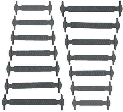 CCSOFTIME No Tie Lacets pour Adultes et Enfants Silicon Flat Lacets Elastique Sans Noeud Shoelaces pour Chaussures de Sneaker de Conseil Baskets et Bottes,Gris Adultes